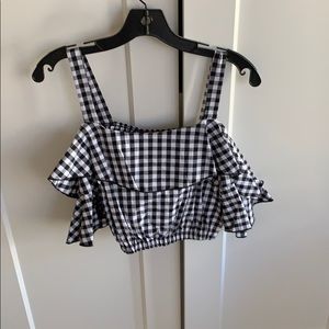 Black and white checker top cropped